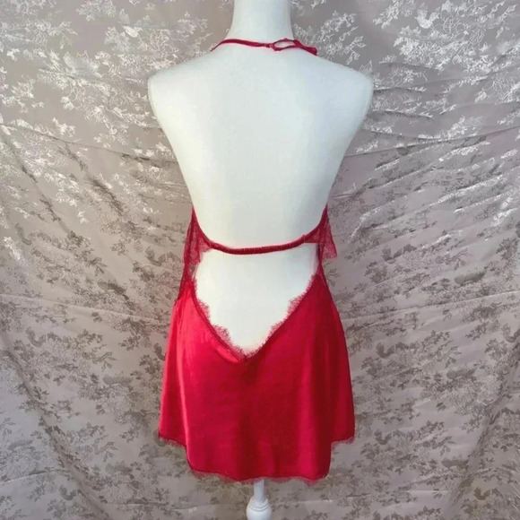 Victoria's Secret Red Slip Dress Lace Lingerie Size L - Picture 3 of 7